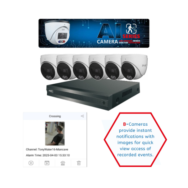 TVT 6 Premium TVT 6MP AI Starlight Colour Turret Camera Kit with 8 cameras and NVR
