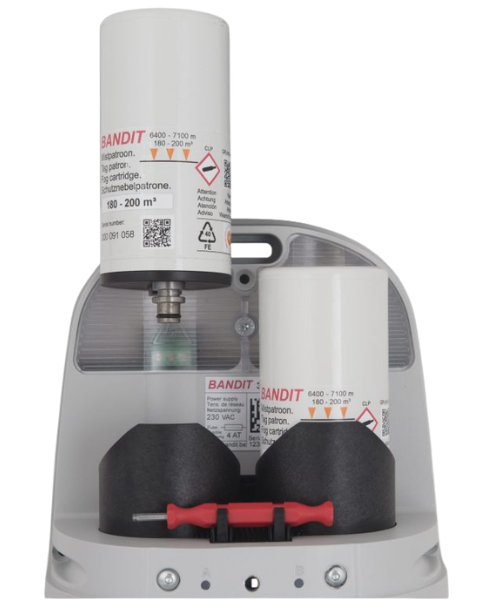 Fog Bandit large fog cartridge 180–200 m³ installed in security fog system